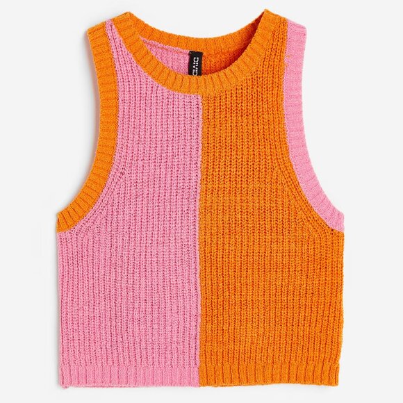 NWT! H&M Orange and Pink Knit Top - Picture 1 of 2